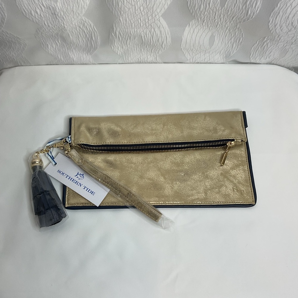 Southern Tide gold clutch